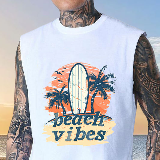 Beach Vibes Surf Lovers Men's Fashion Tank Top