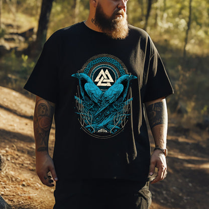 Odin's Ravens and Valknut Celtic Elements Viking Tee Big & Tall