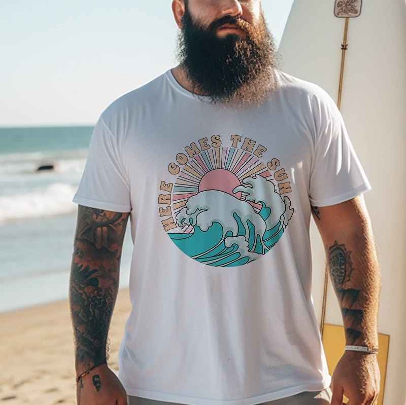 The Great Ocean Wave and Sun Print Men's Tee Big & Tall