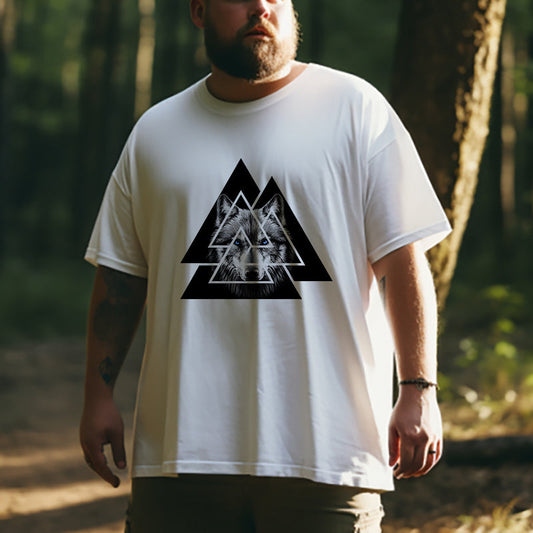 Norse Mythology Valknut Wolf Print Men's T-shirt Big & Tall