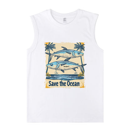 Ocean Fish Print Men's Cotton Tank Tops