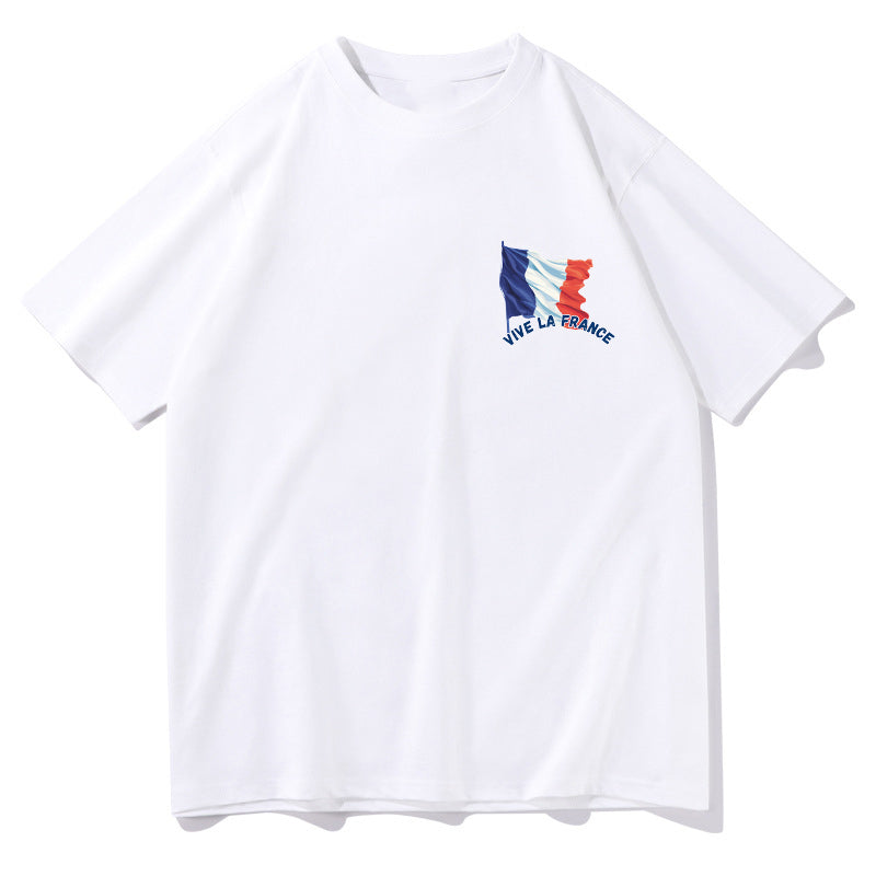 Vive la France Flag Print Men's Cotton T-shirt