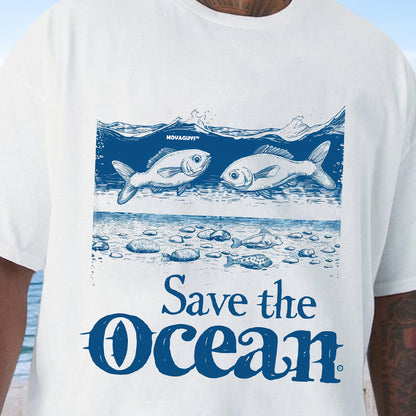 Ocean Fish Print Men's Oversized T-shirt