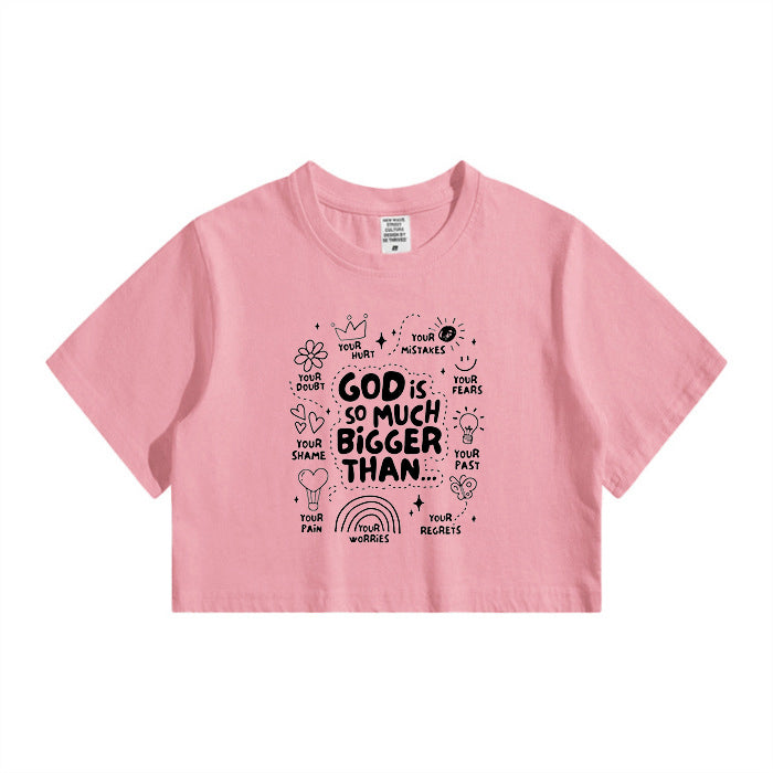 The Power of Faith Lady's Letter Print Crop Tee