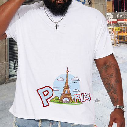 Paris Eiffel Tower Print Men's Short Sleeve Tee