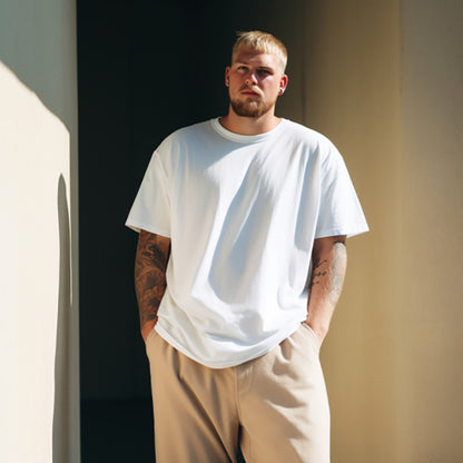 Men's Plain Oversized Cotton T-shirt - White