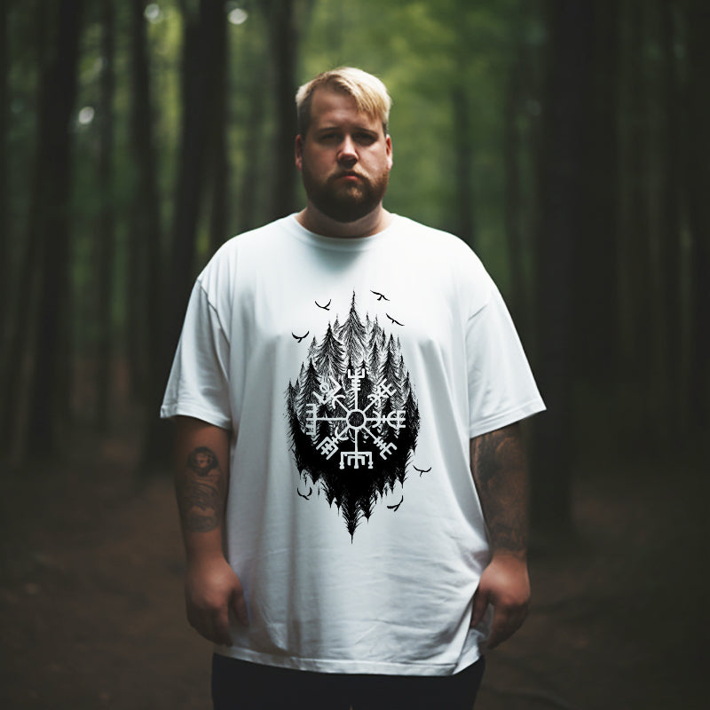 Viking Runes and Eagles Print  Men's T-shirt Big & Tall