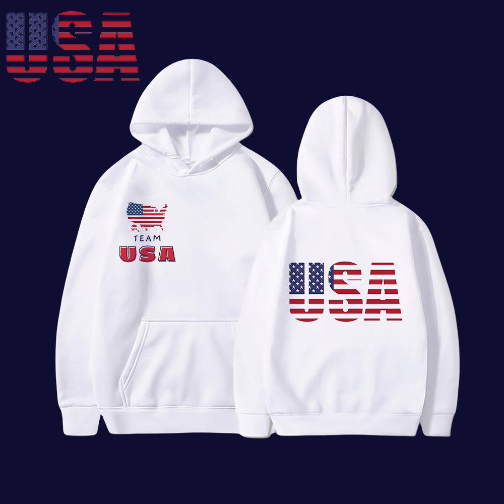 Team USA Men's White Fleeced Hoodie