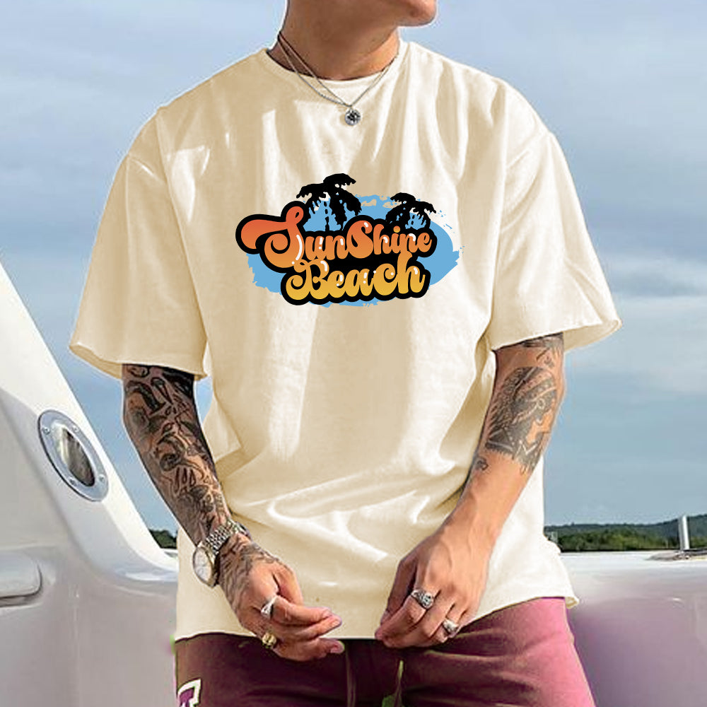 Sunshine Beach Print Cotton T-shirt