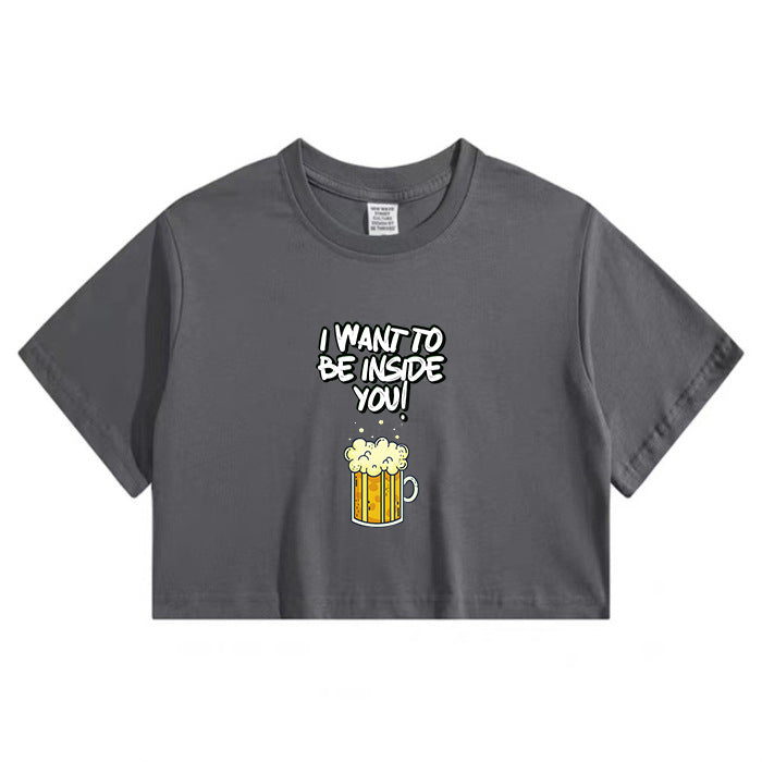 Bubbly Beer Wish Women's Playful  Crop Tee