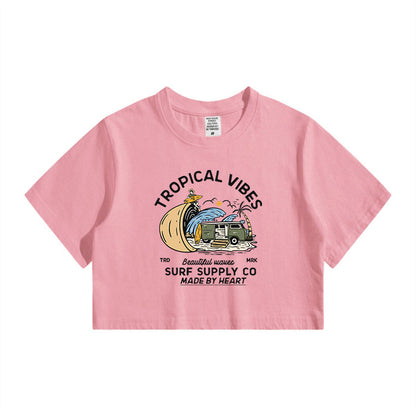 Tropical Vibes Surf Lovers Lady's Crop Tee