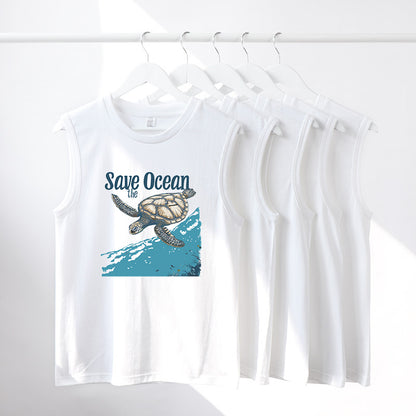 Sea Turtle Print Ocean Lover Men's Tank Top