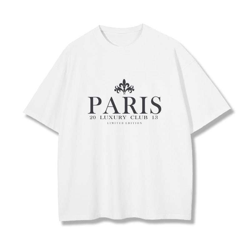 Paris Alphabet Graphic Print Loose Men's Short Sleeve T-Shirt