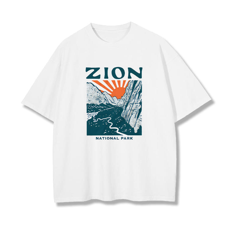 ZION Letter Graphic Print Loose Casual Men's T-Shirt