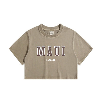 Maui Letter Print Lady's Crop Tee