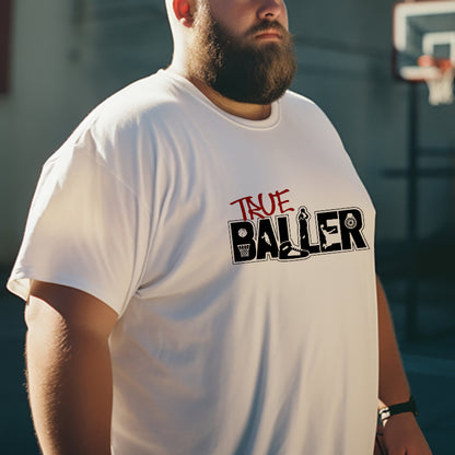 Basketball-inspired True Baller Letter Print Tee