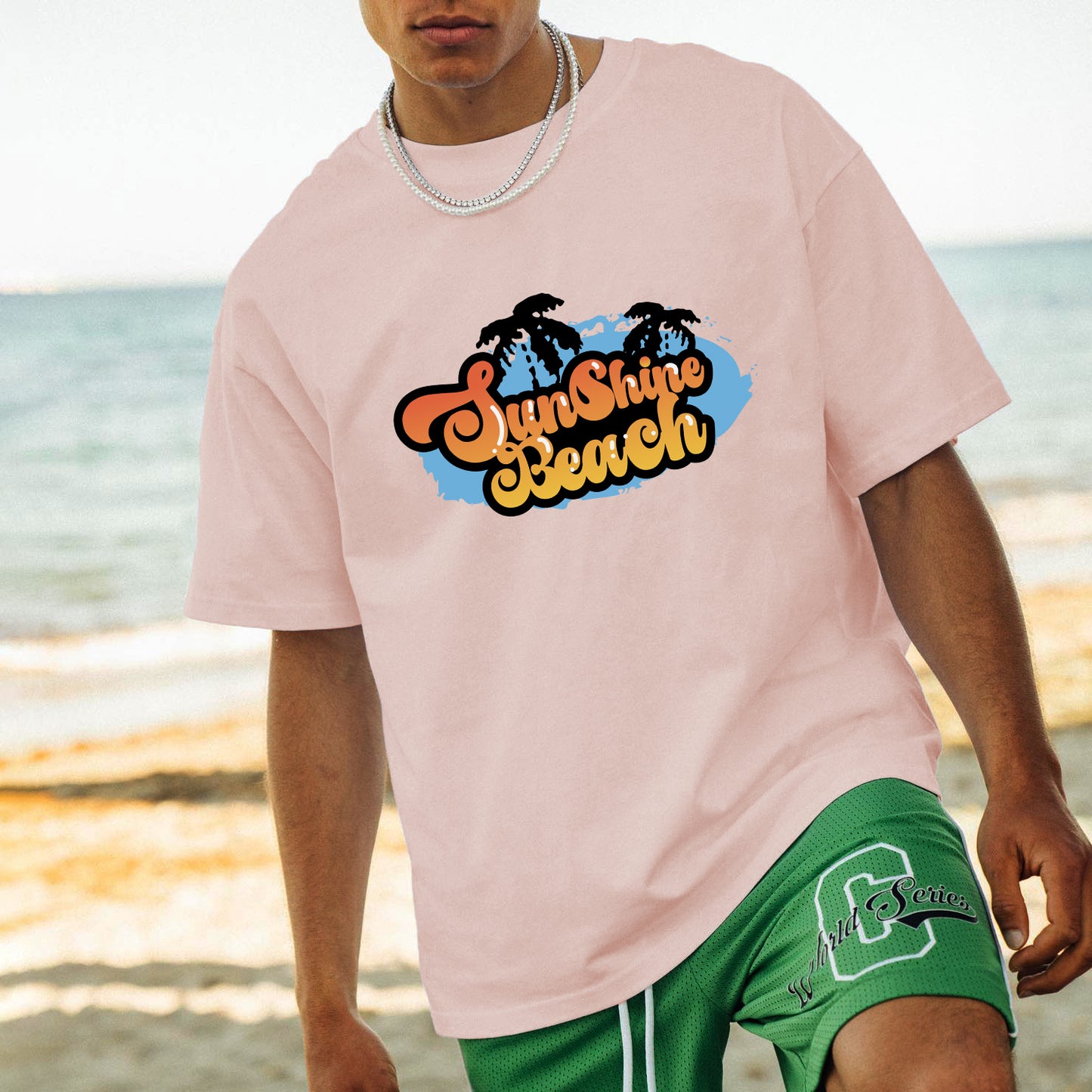 Sunshine Beach Print Cotton T-shirt