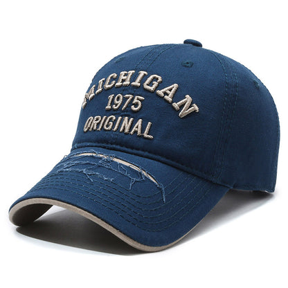 MICHIGAN Embroidered Ripped Colorblock Cap Hat