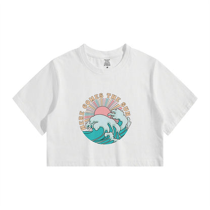 Ocean Wave and Sun Women's Crop Tee