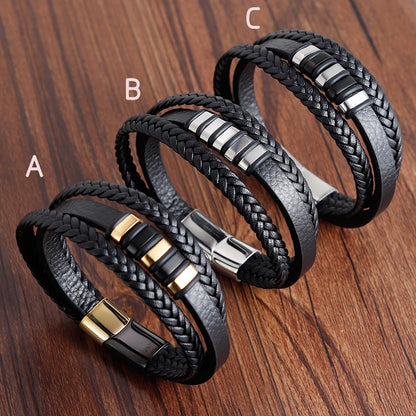 Men's braided leather cord bracelet