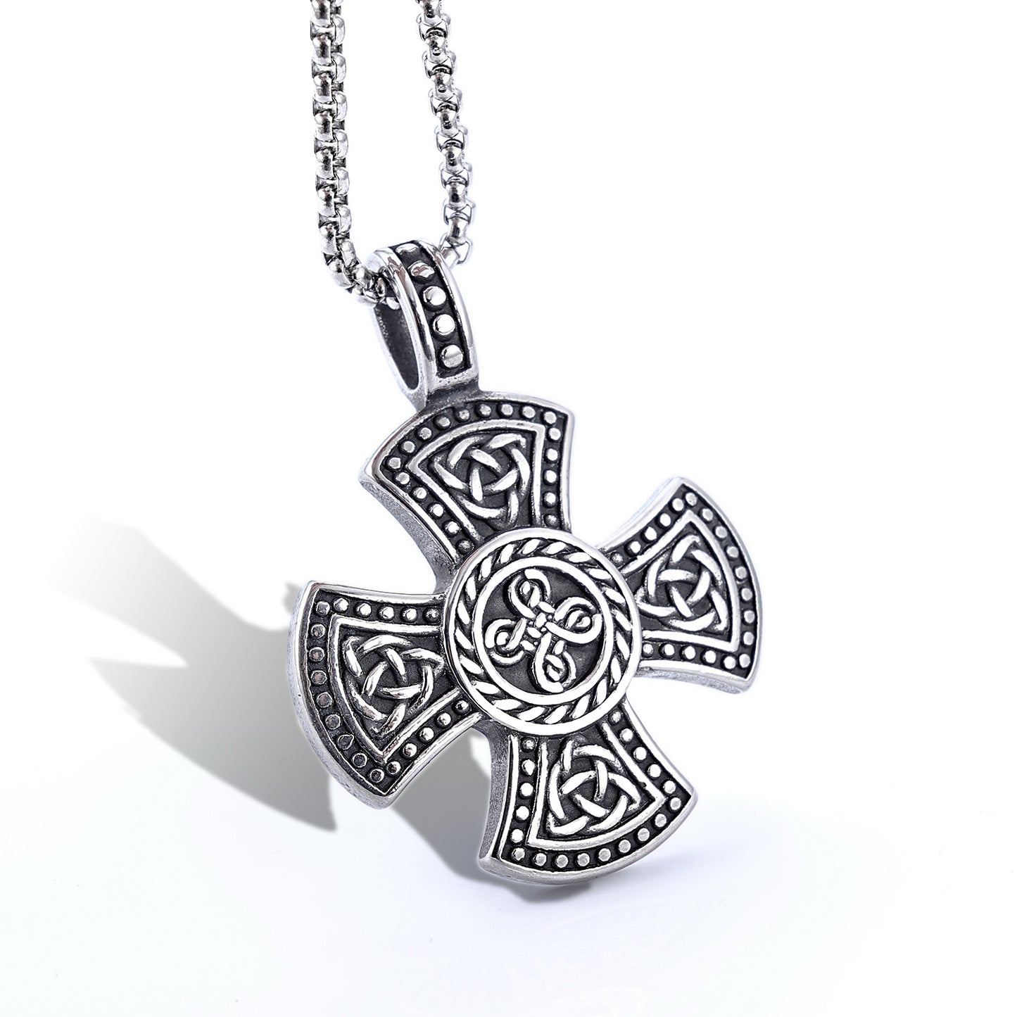 Celtic Cross Stainless Steel Pendant Necklace