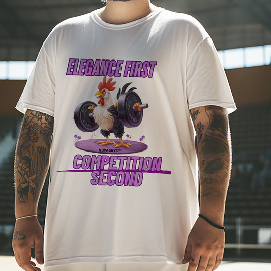 Chic Weightlifting Gallic Rooster T-Shirt Men's Le Coq Gaulois Print Tee Big & Tall