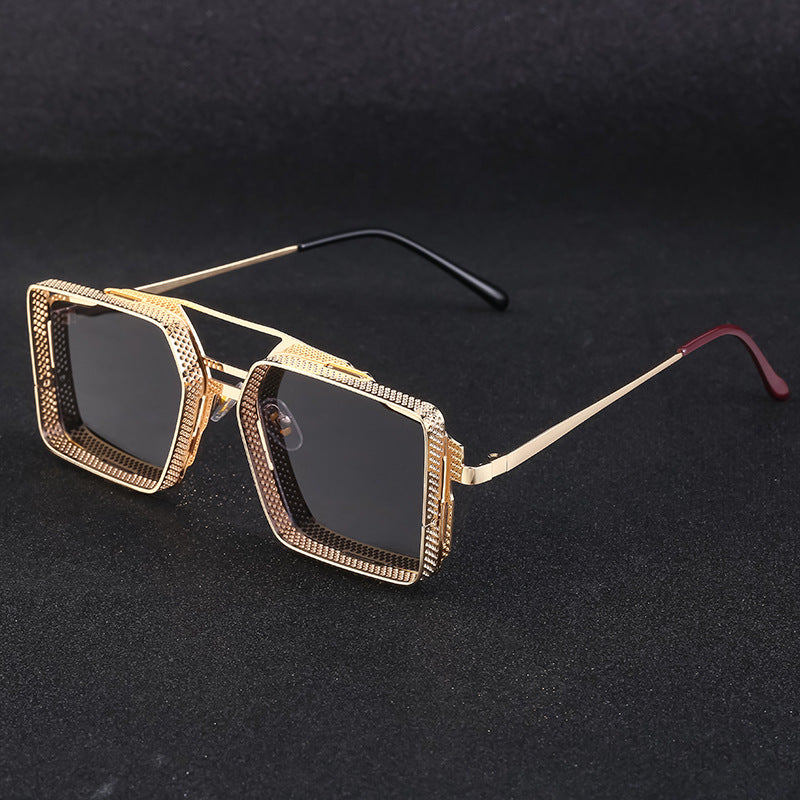 Retro Metal Hollow Square Frame Men's Sunglasses