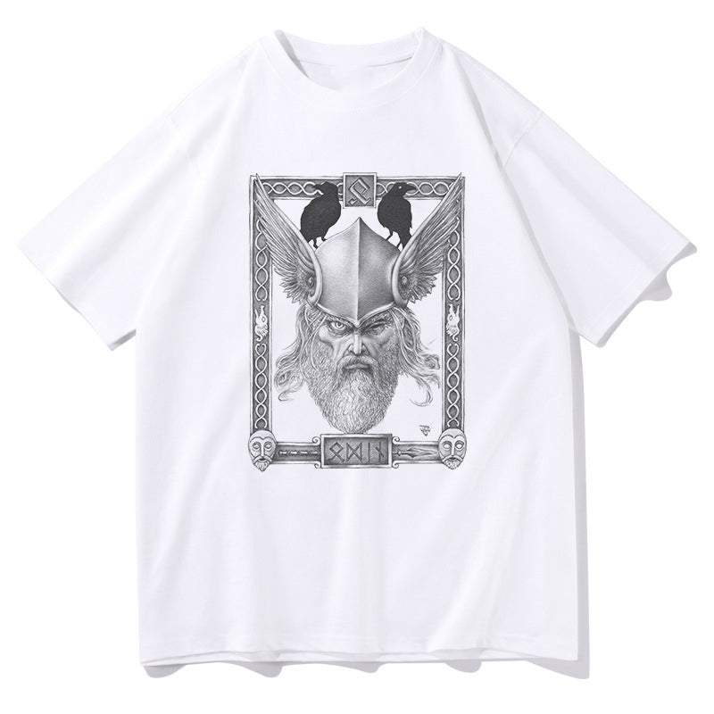 Odin and his Raven Iconic Portrait Stylish T-shirt Big & Tall