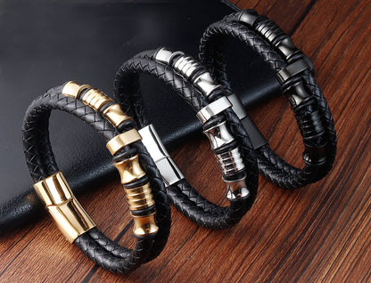 Men's Braided Black Leather Rope Bracelet