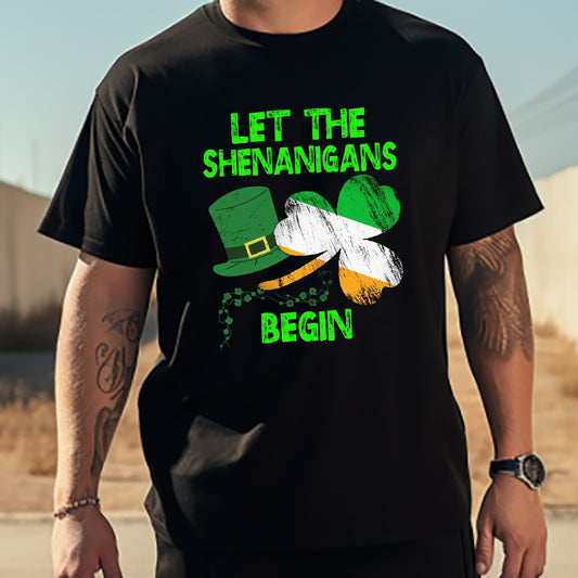 Shenanigans Green Hat and Shamrock Printed T-shirt