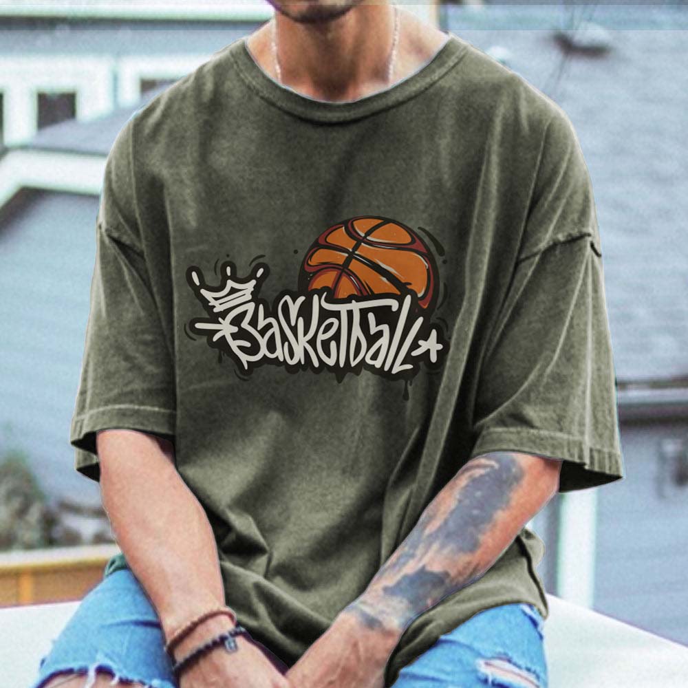 Basketball Print Men's Cotton T-shirt