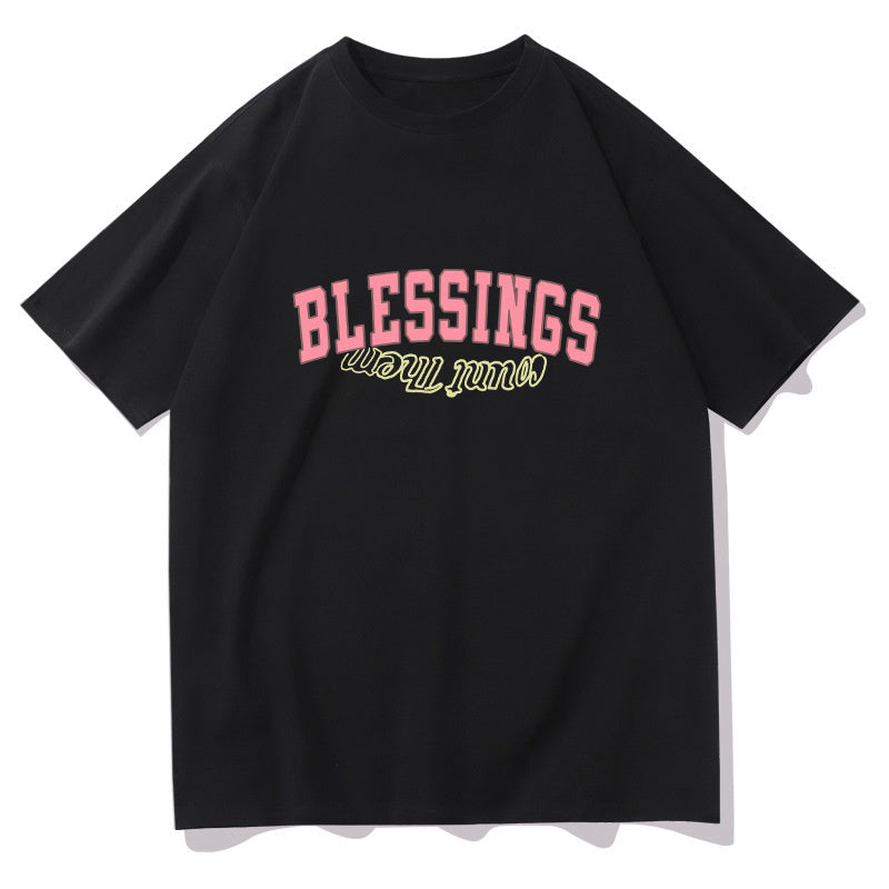 Blessings Letter Print Men's Oversized T-shirt Big & Tall