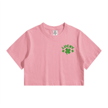 Lukcy Four Leaf Clover Women's Crop Tee