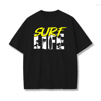 Men's Surf Life Palm Tree Letter Print T-shirt