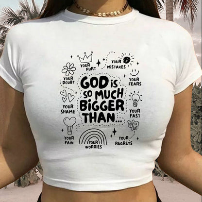 The Power of Faith Lady's Letter Print Crop Tee