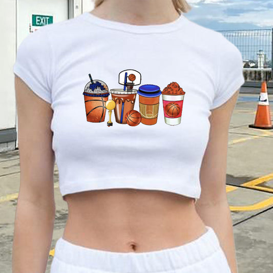 Basketball Drink Lady's Crop Tee