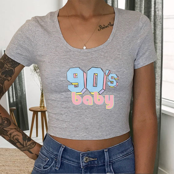 90'S Baby Ladies Cute Crop Tee