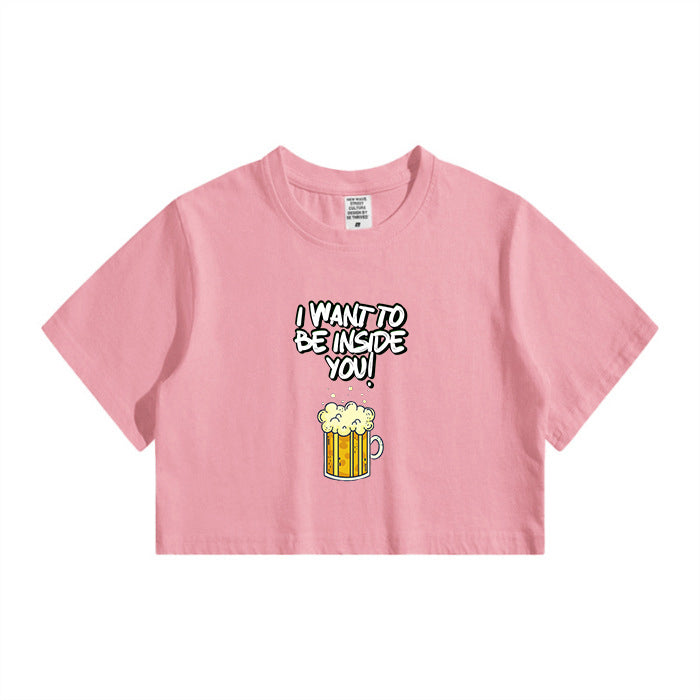 Bubbly Beer Wish Women's Playful  Crop Tee