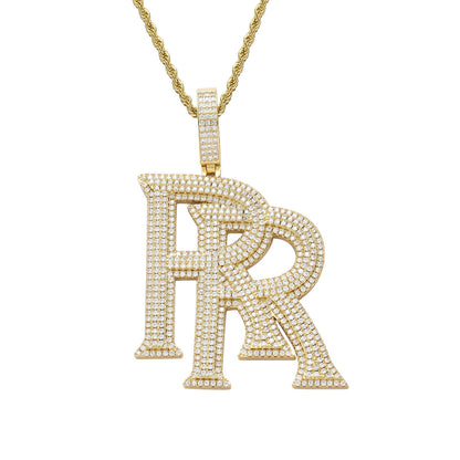 Roddy Ricch-inspired Necklace Double R Logo Pendant