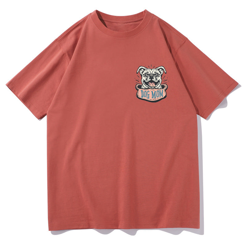 Lady's Dog Mom Print Oversized Tee