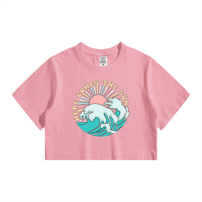 Ocean Wave and Sun Women's Crop Tee