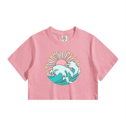 Ocean Wave and Sun Women's Crop Tee