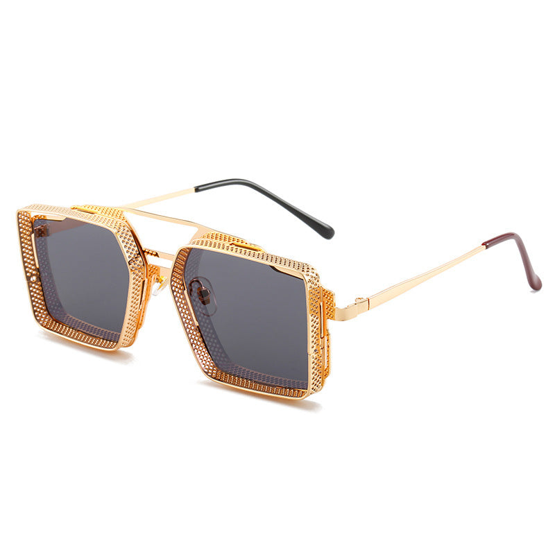 Retro Metal Hollow Square Frame Men's Sunglasses