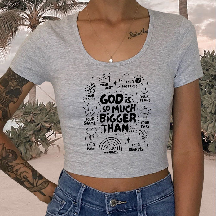 The Power of Faith Lady's Letter Print Crop Tee