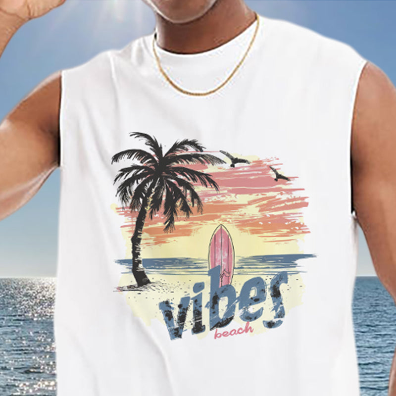 Summer Beach Vibes Men's Cotton Tank Top