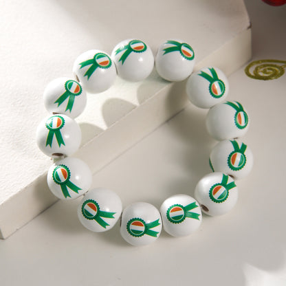 St. Patrick's Day Lucky Charm White Beaded Bracelet