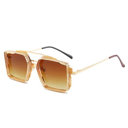 Retro Metal Hollow Square Frame Men's Sunglasses