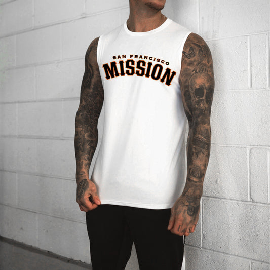 MISSION Letter Graphic Print Casual Men's Tank Top-C