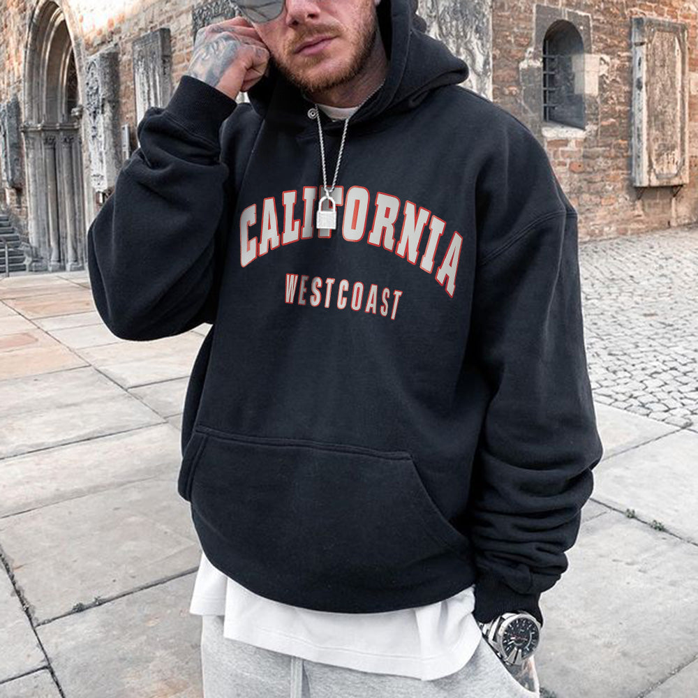 California Alphabet Graphic Print Men's Fleece Hoodie