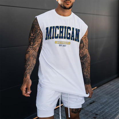 Michigan Men's Streetwear Casual Tank Top-B